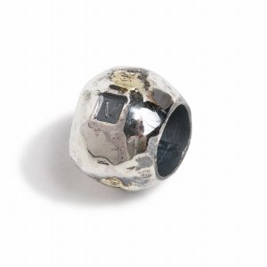 Solid Silver Beads /Large Ball w/gold 