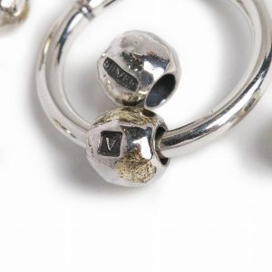 Solid Silver Beads /small Ball w/gold