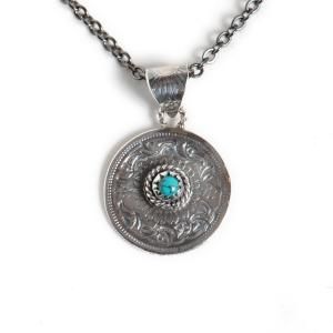 Phoenix 50 Sen Coin with Stone Necklace