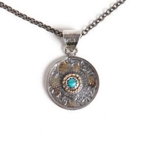 Phoenix 50 Sen Coin with Stone Necklace w/gold