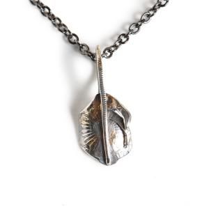 Phoenix 50 Sen Coin Feather Necklace w/gold