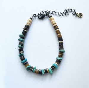 Tumble Shell&Turquoise Beads Bracelet