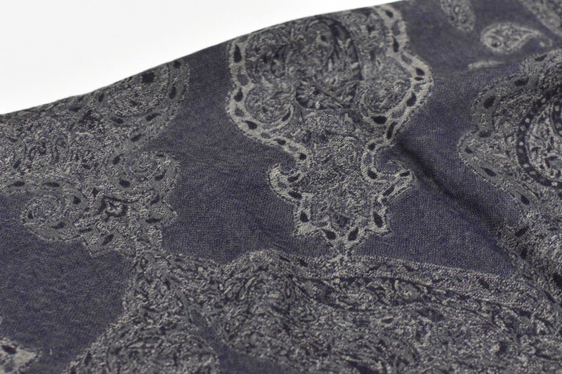 YANTOR / Paisley Jacquard Wool Stole - NAVY - CRACKFLOOR WEBSHOP