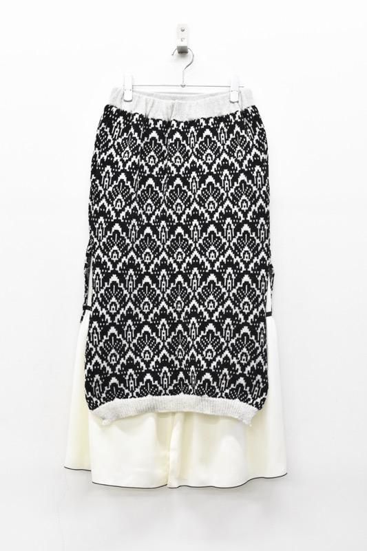 YUKI SHIMANE / Jacquard Knit Skirt - BLACK - CRACKFLOOR WEBSHOP