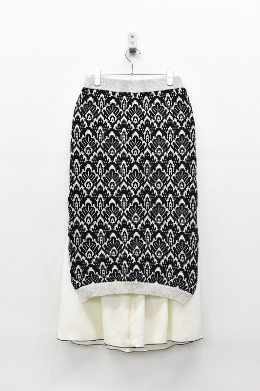 YUKI SHIMANE / Jacquard Knit Skirt - BLACK - CRACKFLOOR 