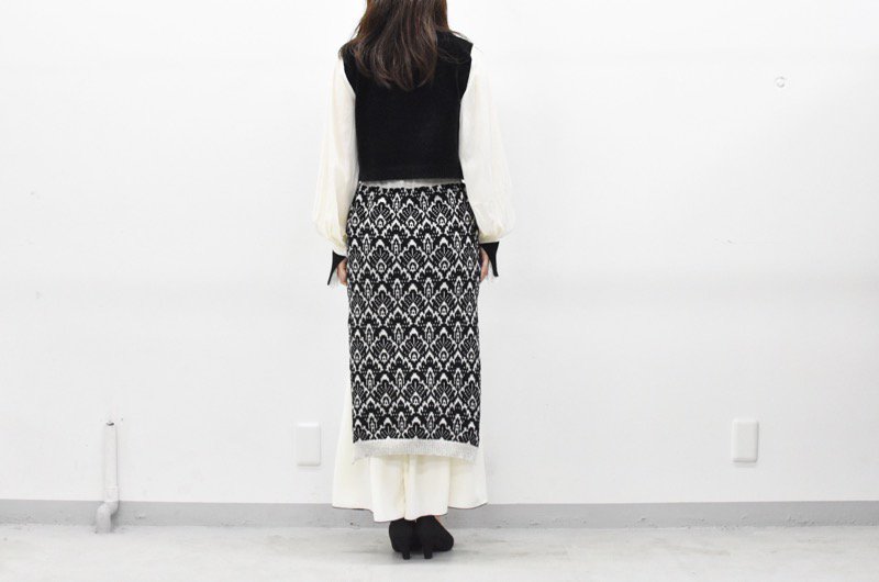 YUKI SHIMANE / Jacquard Knit Skirt - BLACK