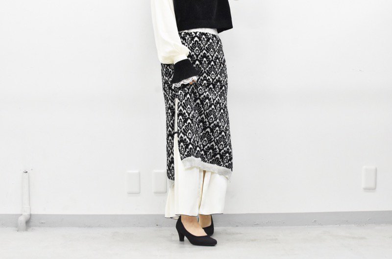 YUKI SHIMANE / Jacquard Knit Skirt - BLACK - CRACKFLOOR WEBSHOP