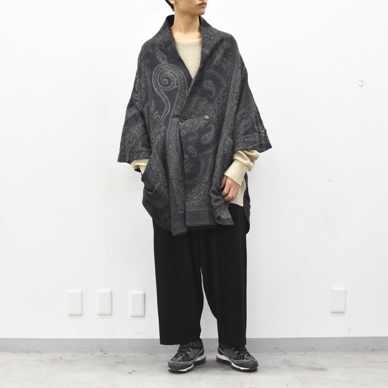 YANTOR / Paisley Jacquard Wool Kesa Coat - NAVY - CRACKFLOOR WEBSHOP