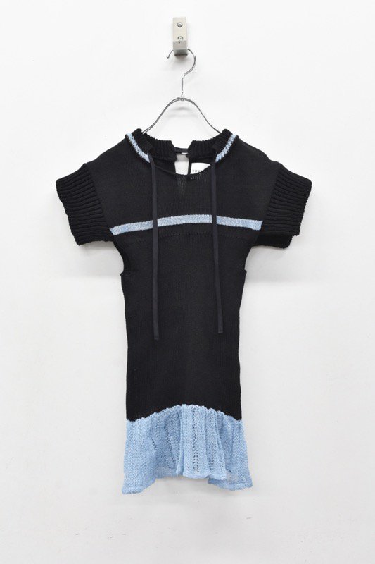 YUKI SHIMANE / Cotton mesh Knit top - BLACK
