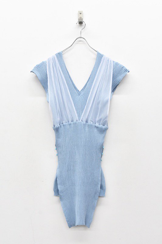 YUKI SHIMANE / Rib Layered Knit dress - BLUE