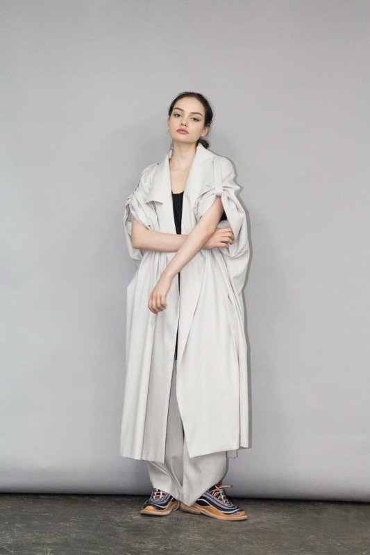 My Beautiful Landlet / COTTON LYOCEL&LINE CANVAS LONG COAT - BLACK