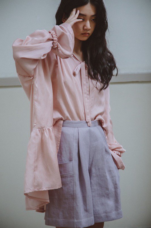 YUKI SHIMANE / Stay Lazy cotton mix shirt - PINK - CRACKFLOOR WEBSHOP