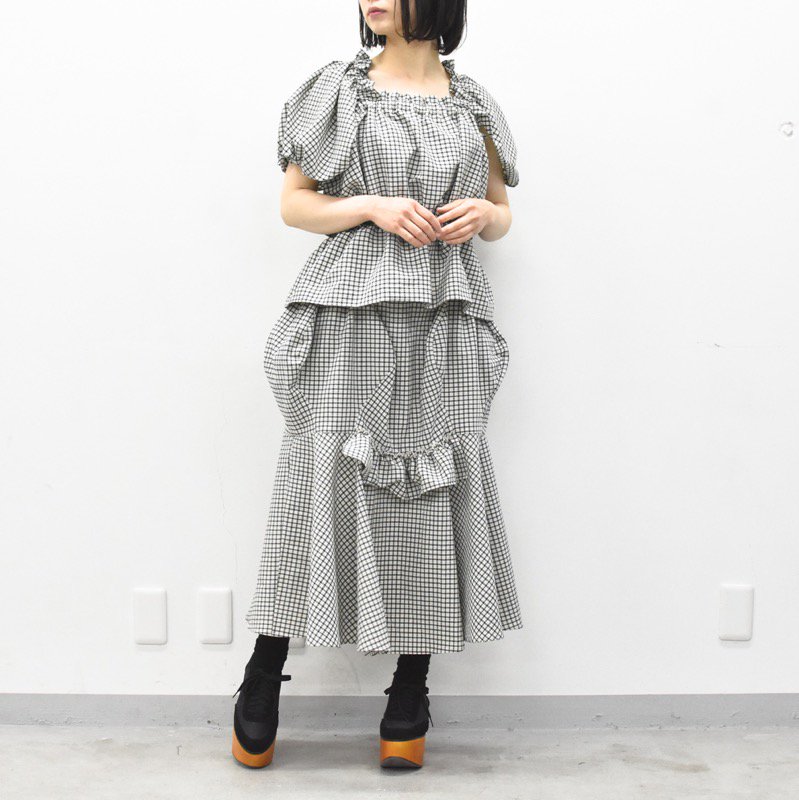 HOUGA / mary skirt - WHITE*BLACK - CRACKFLOOR WEBSHOP