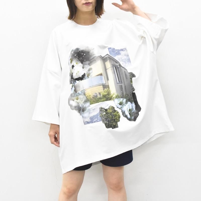 BALMUNG / プリントビッグTシャツ - モデルハウス - 白 - CRACKFLOOR 