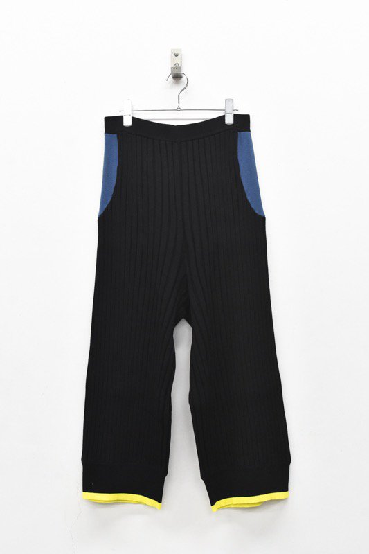 bedsidedrama / Pleats Color Knit Pants - BLACK - CRACKFLOOR WEBSHOP