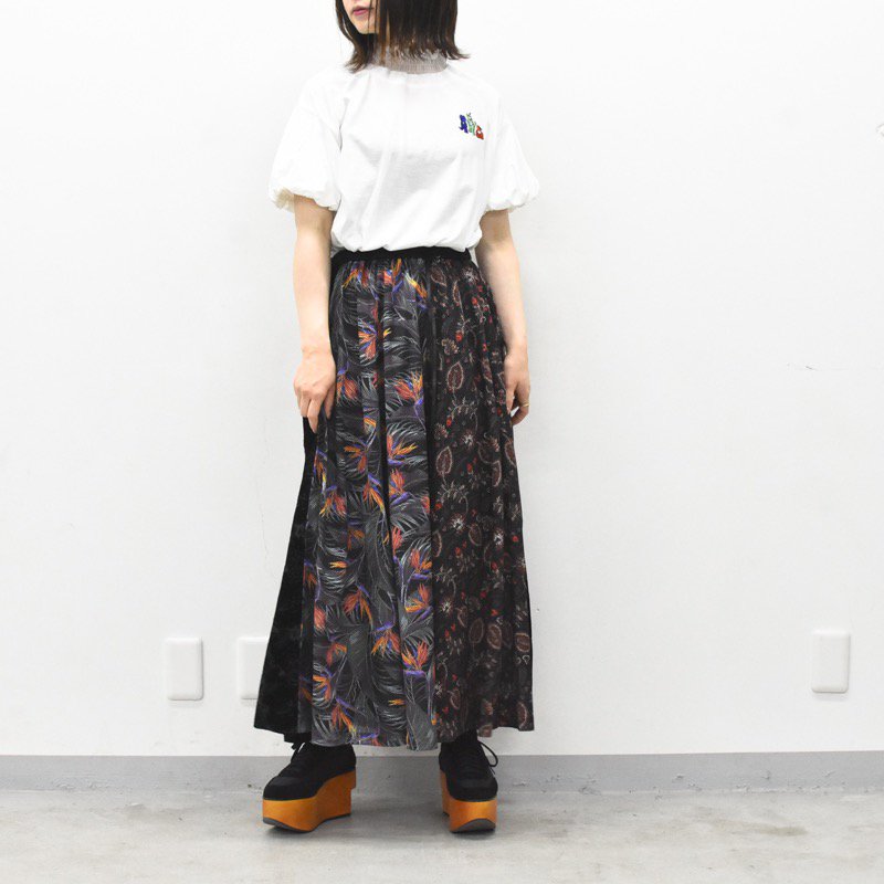 bedsidedrama / Tropical Mix Circular Pants - BLACK - CRACKFLOOR