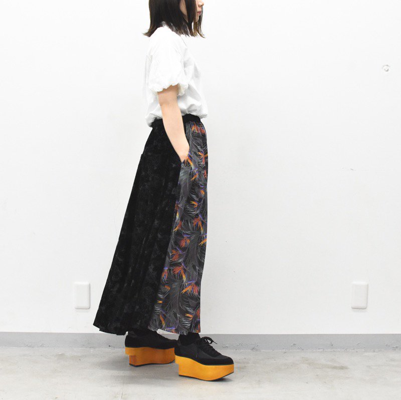 bedsidedrama / Tropical Mix Circular Pants - BLACK - CRACKFLOOR