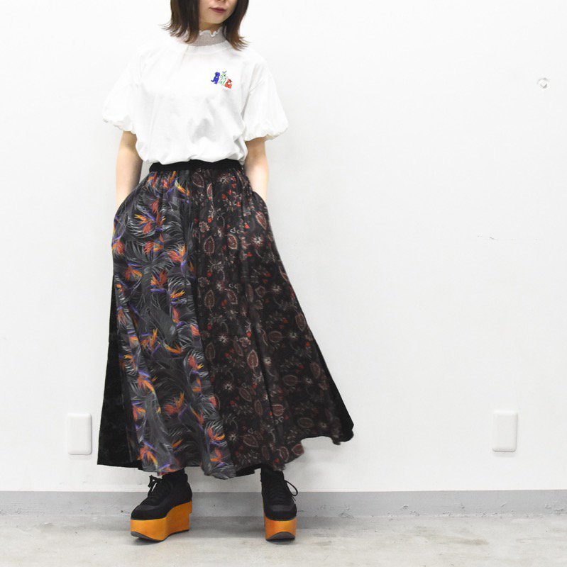 bedsidedrama / Tropical Mix Circular Pants - BLACK - CRACKFLOOR