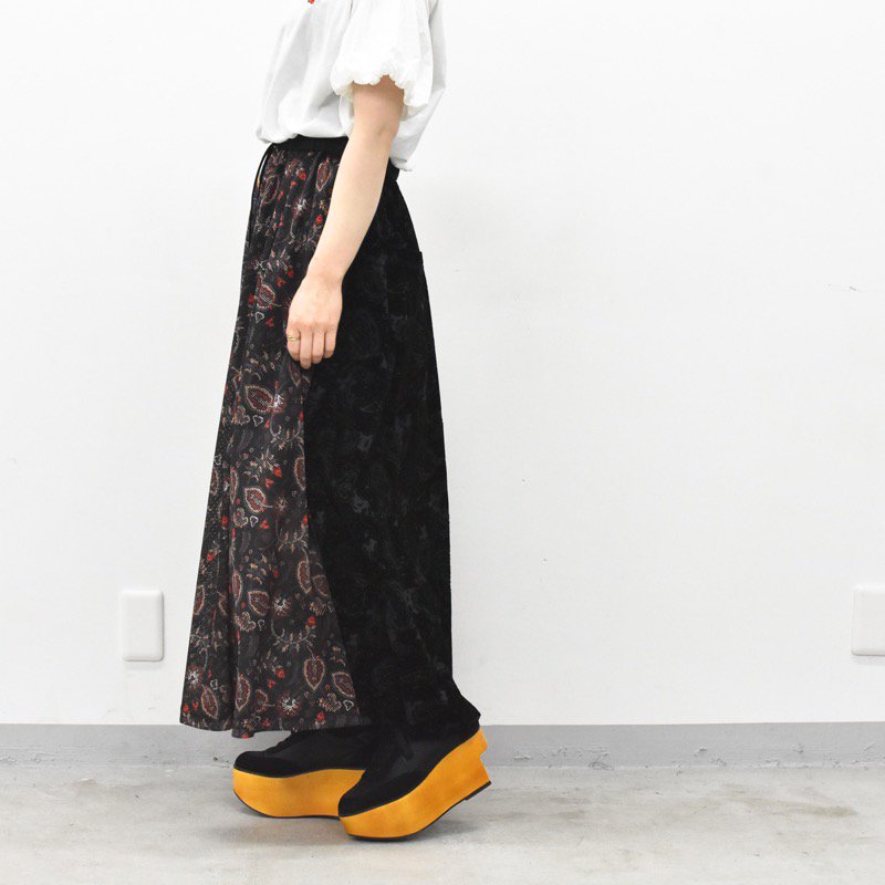 bedsidedrama / Tropical Mix Circular Pants - BLACK - CRACKFLOOR