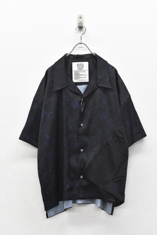 elephant TRIBAL fabrics / Out of alignment Resort shirt - BLACK