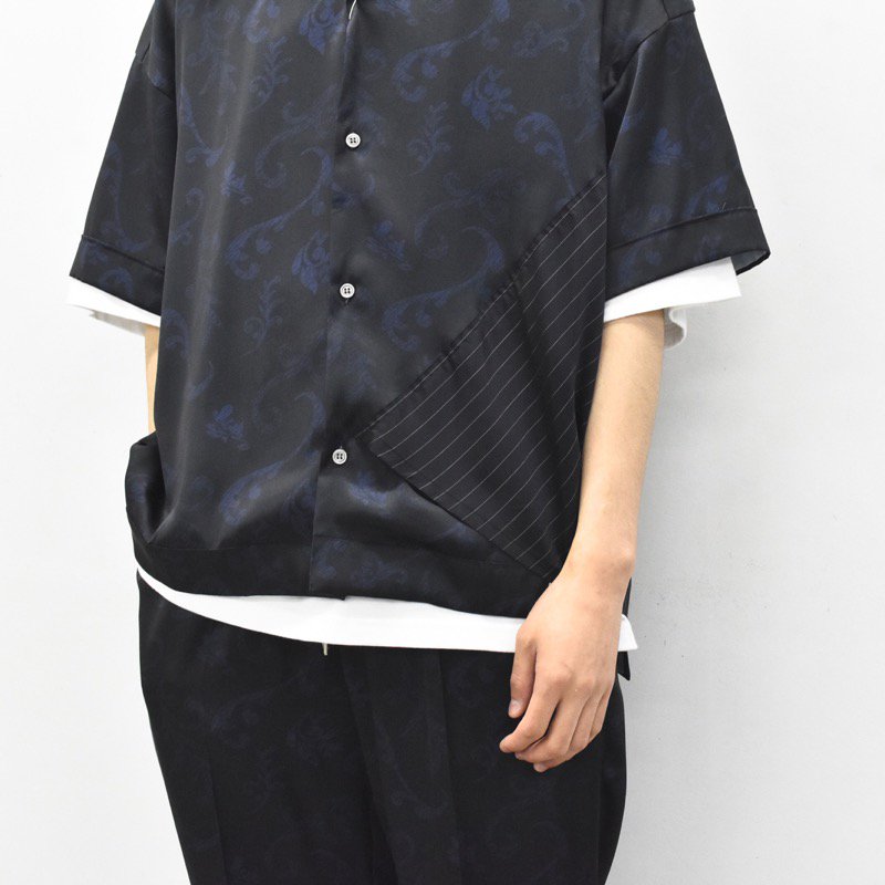 elephant TRIBAL fabrics / Out of alignment Resort shirt - BLACK