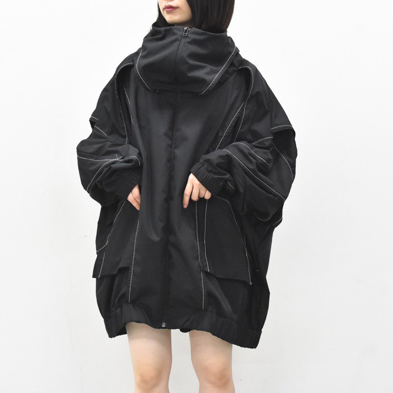 再入荷 BALMUNG / ベーシック重ねハイネックビッグパーカー - 黒