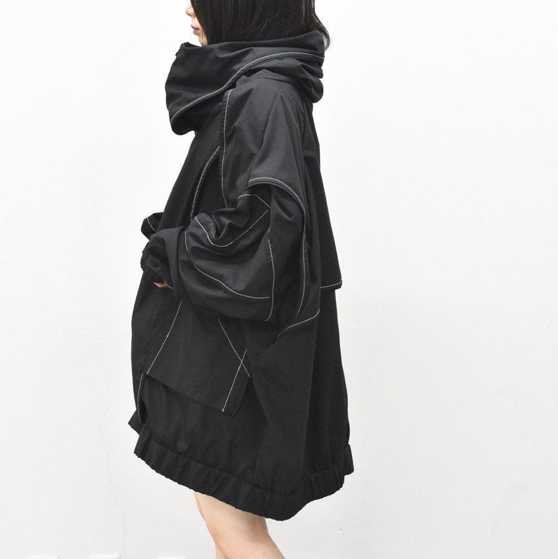 再入荷 BALMUNG / ベーシック重ねハイネックビッグパーカー - 黒