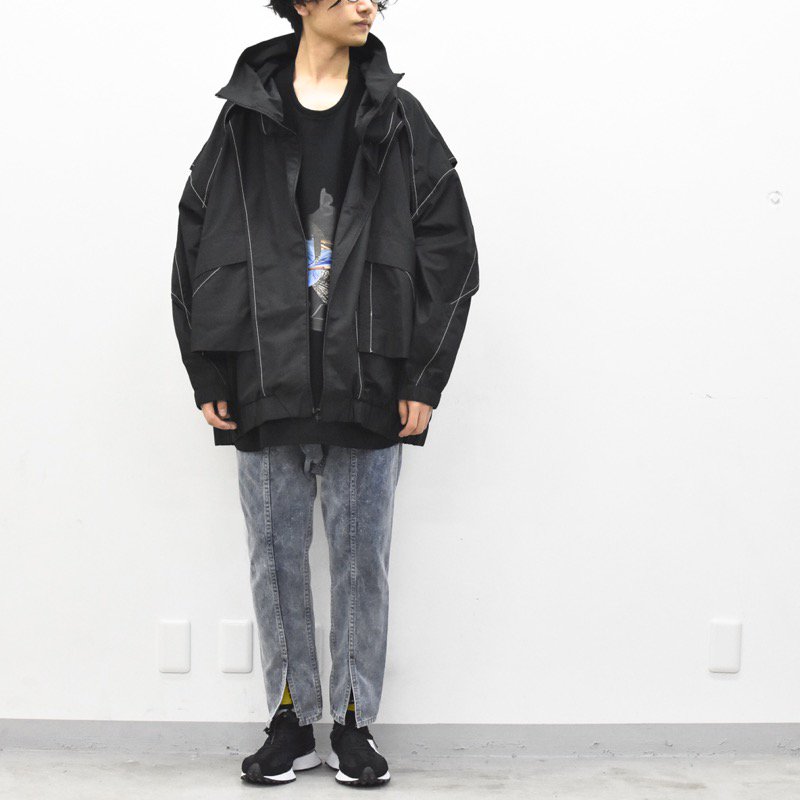 再入荷 BALMUNG / ベーシック重ねハイネックビッグパーカー - 黒