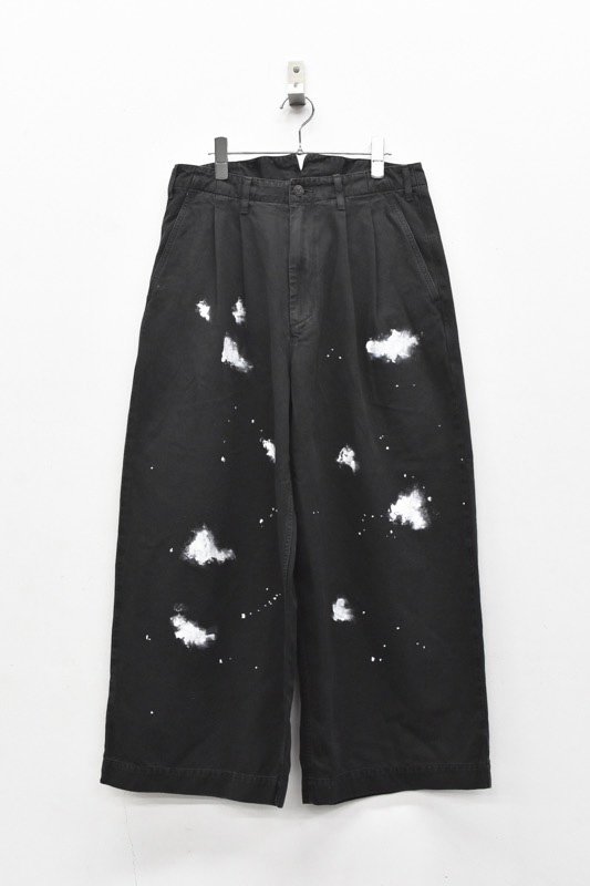 My Beautiful Landlet / PAINT CHINO TUCK WIDE PANTS - CHARCOAL - CRACKFLOOR  WEBSHOP