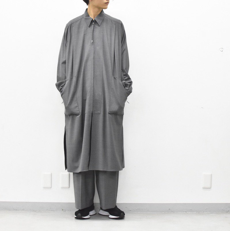 ブルームバーグ hatra Window_Over_Shirt 2 グレー ロングシャツ | www