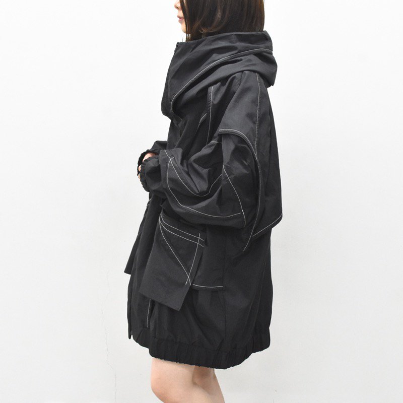 BALMUNG / ベーシック重ねハイネックビッグパーカー - 黒 - CRACKFLOOR WEBSHOP