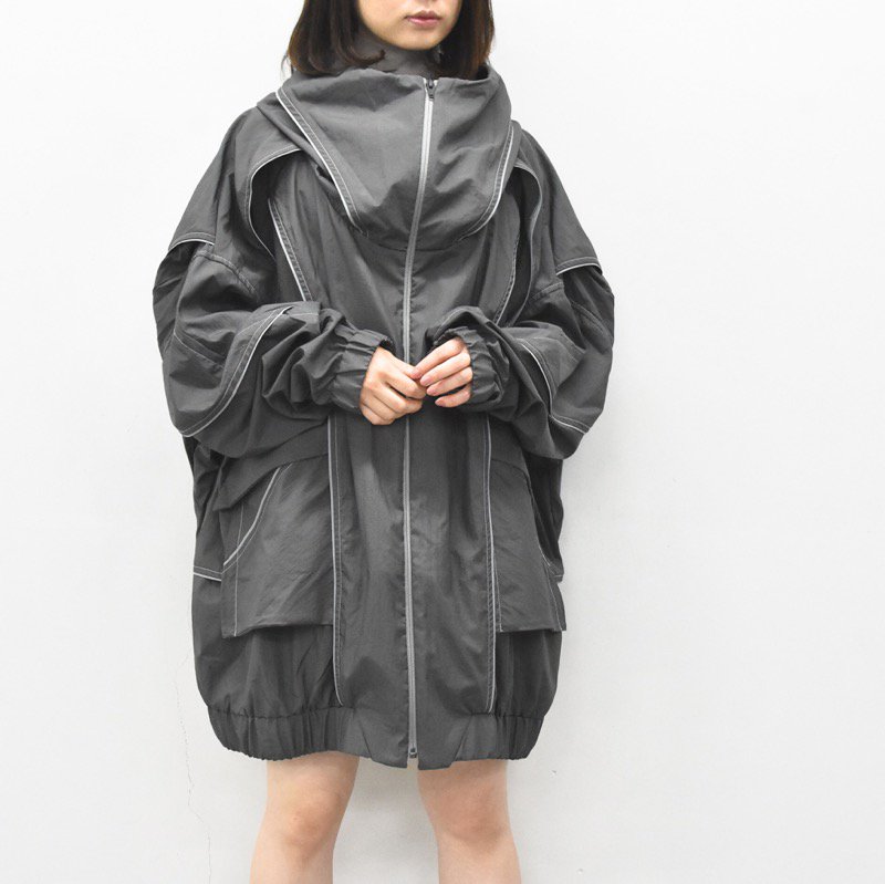 再入荷 BALMUNG / ベーシック重ねハイネックビッグパーカー - 濃灰 - CRACKFLOOR WEBSHOP