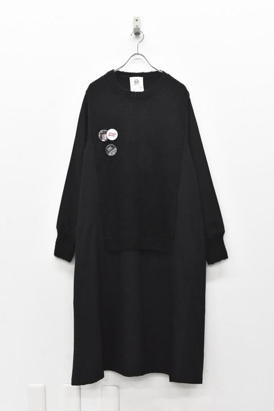 STOF / Mohair Knit Mix Onepiece - BLACK - CRACKFLOOR WEBSHOP