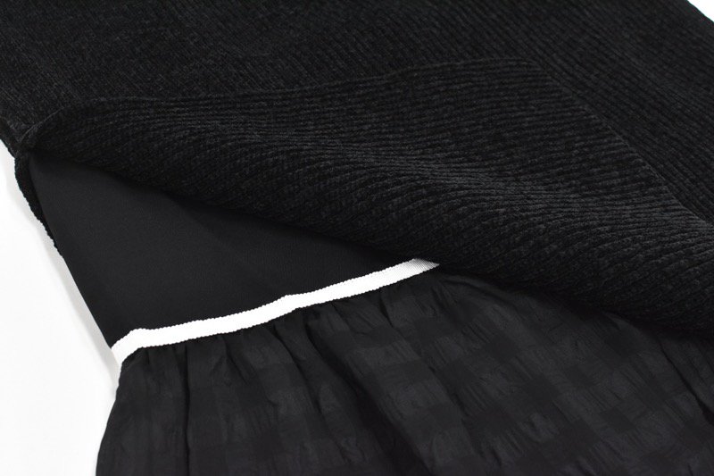 YUKI SHIMANE / Gingham Rib skirt - BLACK - CRACKFLOOR WEBSHOP