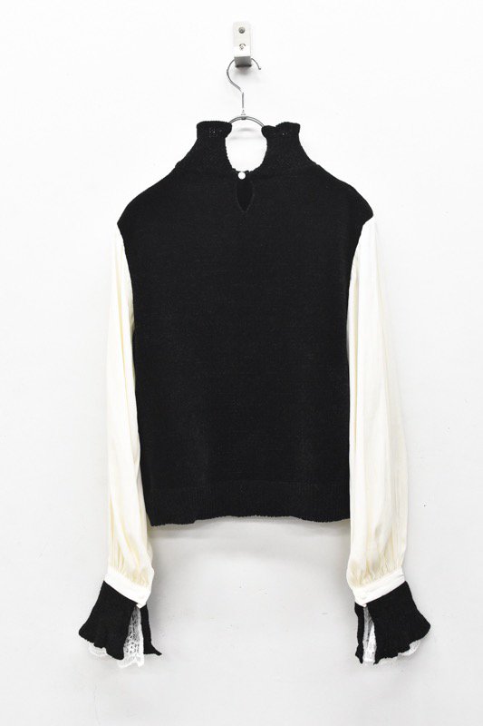 YUKI SHIMANE / Bishop Sleeve Knit top - BLACK - CRACKFLOOR ...