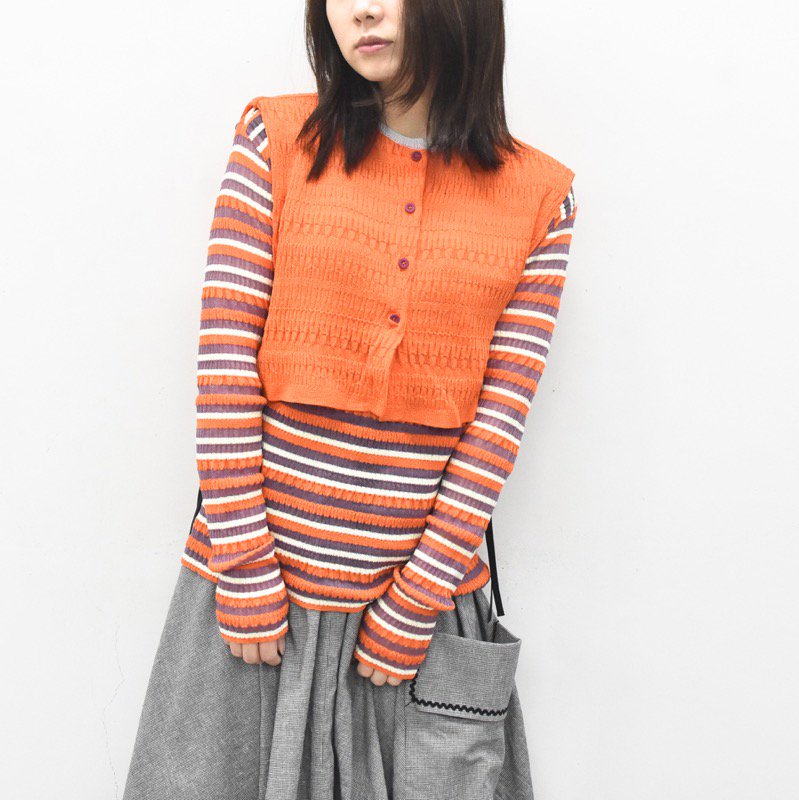 YUKI SHIMANE / Random Rib knit vest top - ORANGE - CRACKFLOOR WEBSHOP