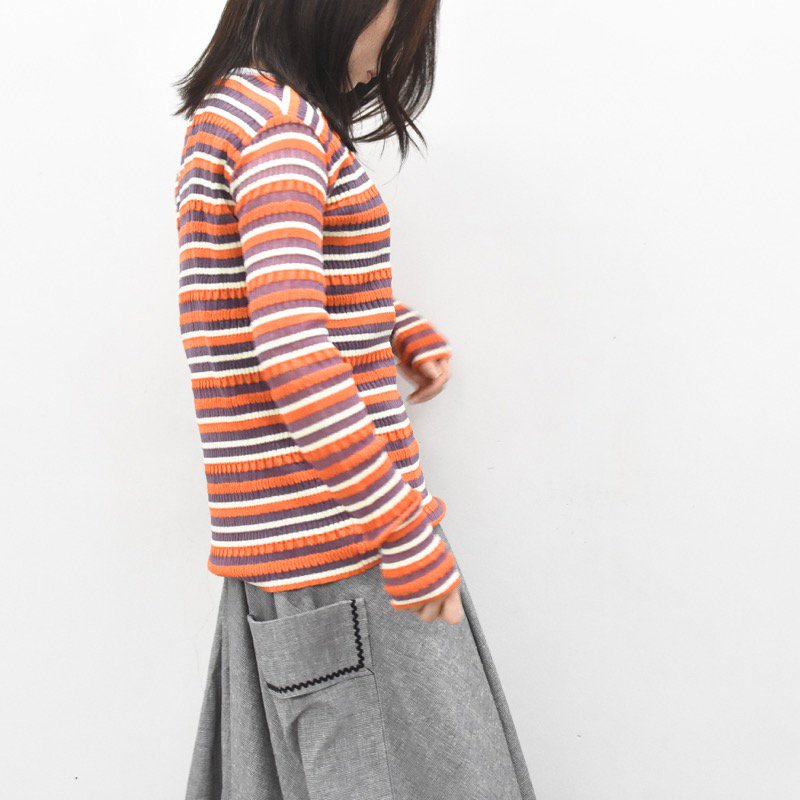 YUKI SHIMANE / Random Rib knit vest top - ORANGE - CRACKFLOOR WEBSHOP