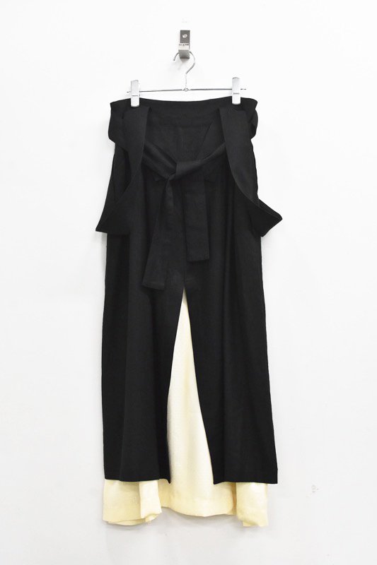 YUKI SHIMANE / Linen mix Jumper Skirt - BLACK