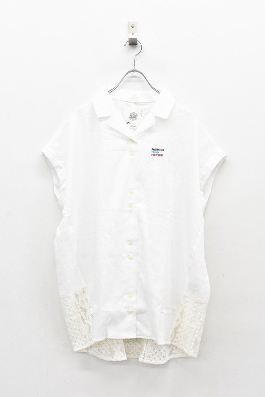 bedsidedrama / No Sleeve Back Lace Shirt - WHITE