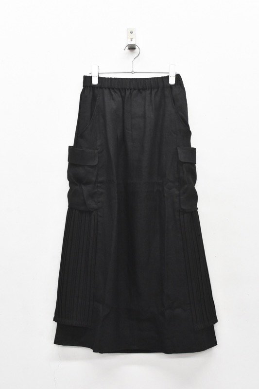 STOF / Pleats Mixed Skirt - BLACK