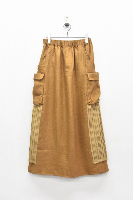 STOF / Pleats Mixed Skirt - CAMEL