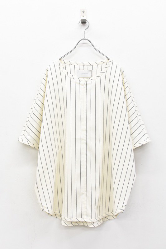 prasthana / slick shirt - WHITE STRIPE