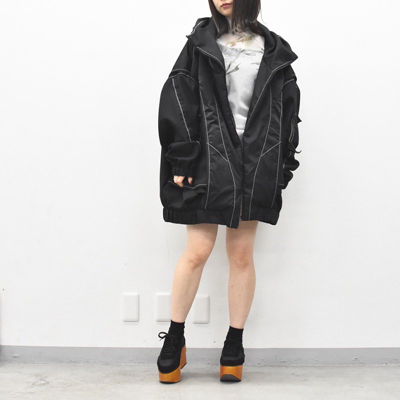 BALMUNG / 重ねハイネックビッグパーカー debri - 黒 - CRACKFLOOR WEBSHOP