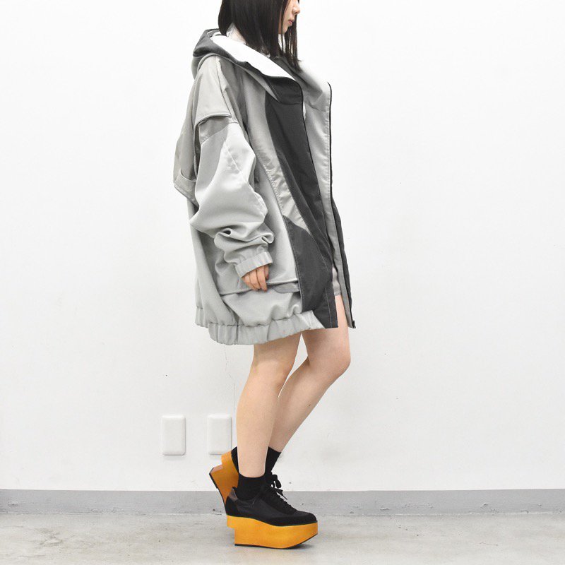 BALMUNG / 重ねハイネックビッグパーカー debri - 灰 - CRACKFLOOR WEBSHOP