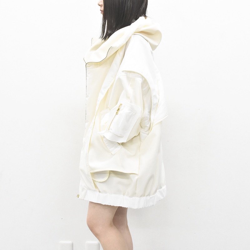 BALMUNG / 重ねハイネックビッグパーカー debri - 白 - CRACKFLOOR WEBSHOP