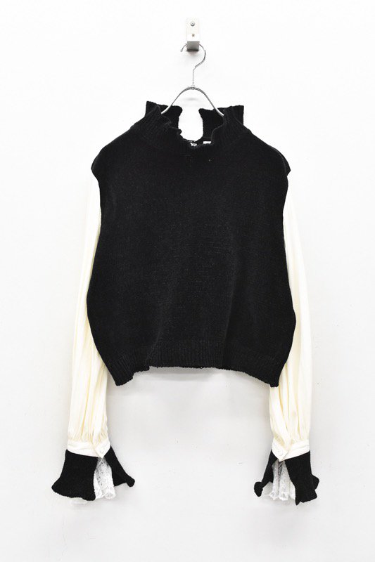 先行予約 YUKI SHIMANE / Bishop sleeve Knit top - BLACK