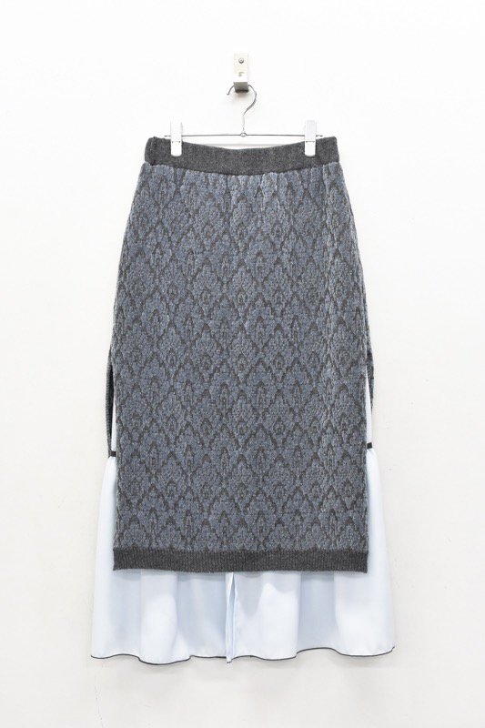 先行予約 YUKI SHIMANE / Jacquard knit skirt - Tanzanite