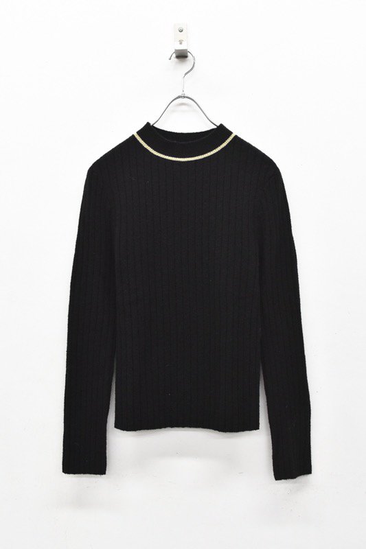 先行予約 YUKI SHIMANE / Gold Line Rib knit top - BLACK