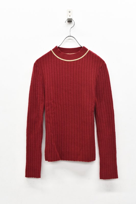 先行予約 YUKI SHIMANE / Gold Line Rib knit top - RED