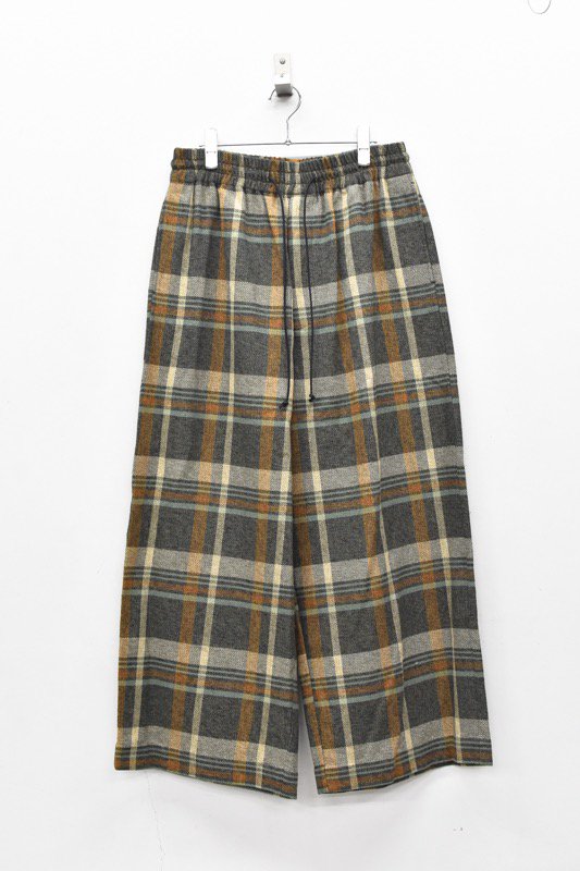 My Beautiful Landlet / HEATHER MIX CHECKED COTTON WIDE EASY PANTS